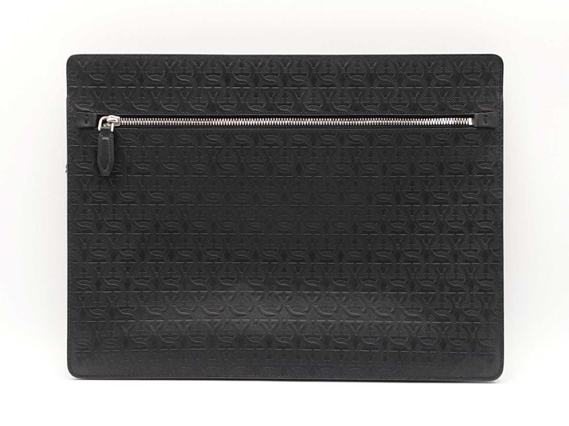 Salvatore Ferragamo Gancini Embossed Black Leather Laptop Briefcase Fw0825rxzdu