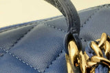 Chanel Quilted Blue Lambskin Top Handle Vanity Case Eb0425oxxzsa