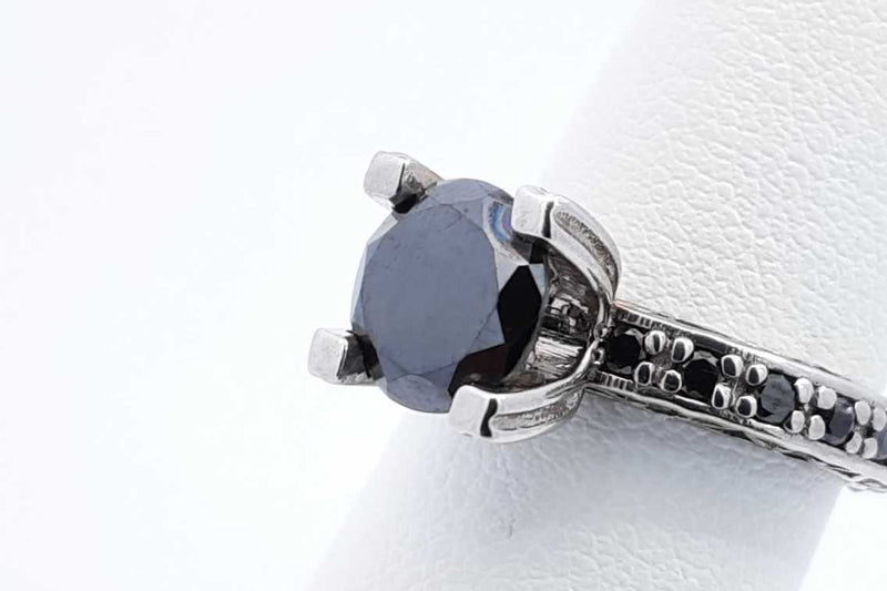 Approx. 2.22ctw Black Diamond Ring In 10k White Gold 5.2 Grams Size 6 Eb1124ixdu