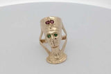 14k Yellow Gold Queen Nefertiti Bust Ring With Gemstones 11.8g Sz 7.5 Eb926ccrsa