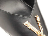 Versace Virtus 100 Black Leather Pointed- Toe Pumps Size Eu 38 Us 8 Fw0525lxzdu