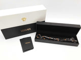 Versace Ellittica Black Brown Glass Brass Chain Necklace 19 In Do0626wxzde