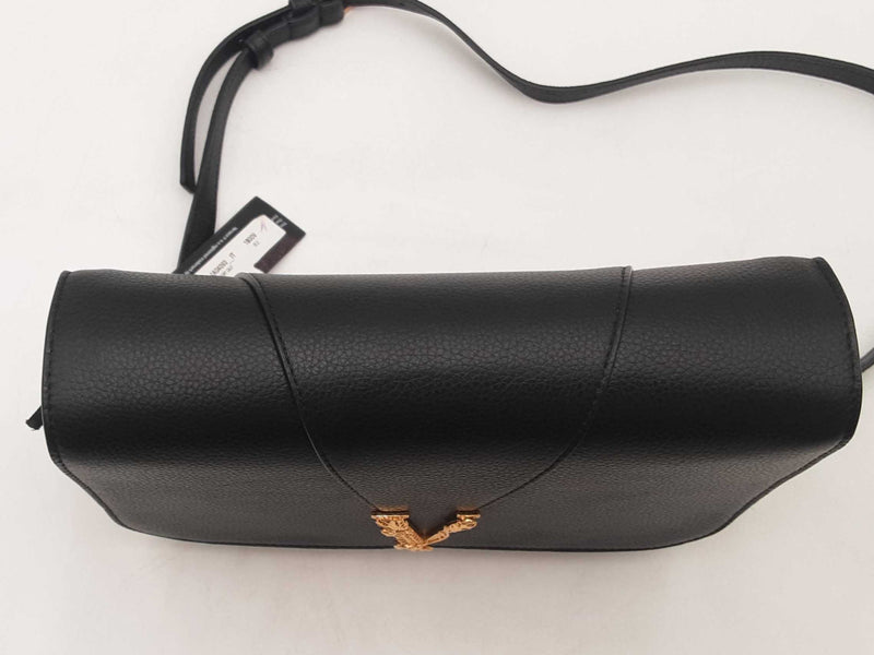 Versace Virtus Leather Black Handbag Aa0525wxzsa