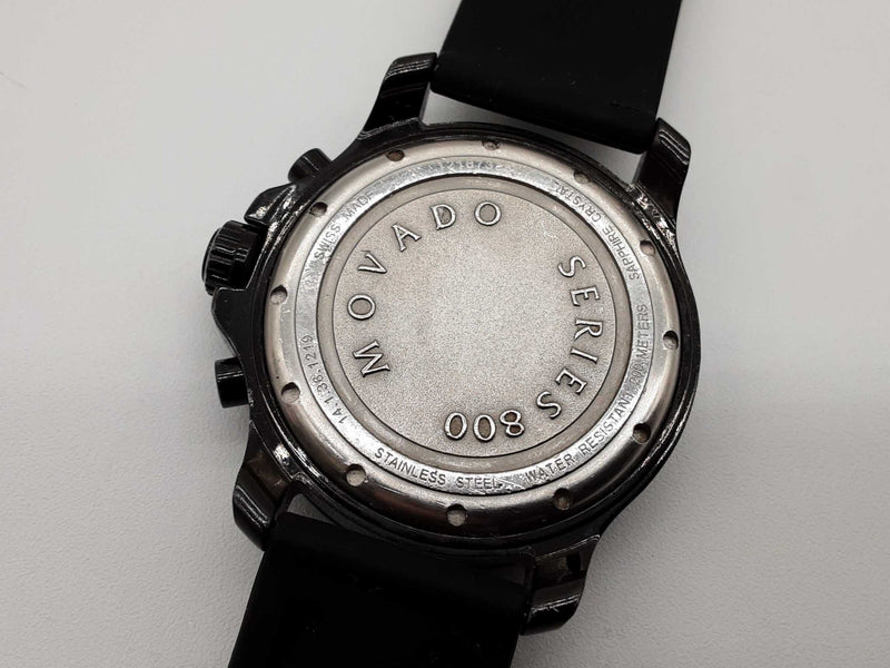 Movado 14.1.36.1219 42 Series 800 Black Steel Rubber Band Watch Do0325wxzde
