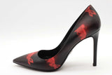 Prada Black & Red Printed Leather Pumps Size 37.5 Eb0624lxzde