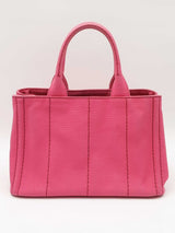 Prada Canapa Pink Canvas Tote Bag Eb0726oxzdu