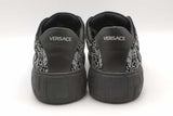 Versace Greca Silver Glitter Studded Black Suede Sneakers Size 44.5 Eb0926lorsa