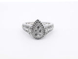 1.12 Cttw Diamond & 10k White Gold Cluster Ring 3.4 Grams Size 7 Fw0425ooxdu