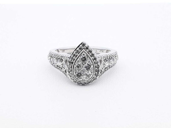 1.12 Cttw Diamond & 10k White Gold Cluster Ring 3.4 Grams Size 7 Fw0425ooxdu