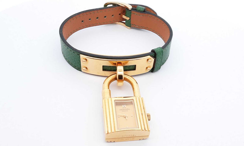 Hermes Kelly- Cadenas Watch With Green Leather Band Ebpxzdu 144030007238