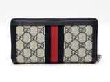 Gucci Ophidia Zip Around Wallet In Gg Supreme Canvas & Navy Calfskin Fw0626prxdu