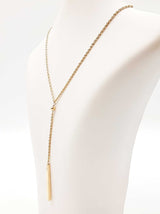 14k Yellow Gold Vertical Bar Y-chain Necklace 3 Grams 18 Inch Fw0826lsxdu