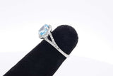 Light Blue Gemstone & Diamond Ring In 14k White Gold 2.7g Size 3.75 Eb0426oixsa