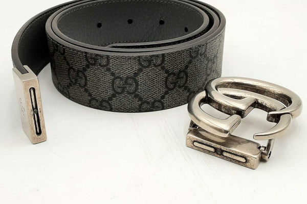 Gucci Gg Supreme Canvas Belt With Broken Silver Tone Buckle Eb1223oxzsa