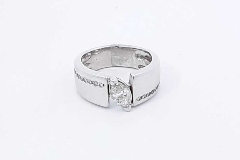 0.60ctw Marquis Diamond Ring In 18k White Gold 7.2 Grams Size 5 Eb0725pcrdu