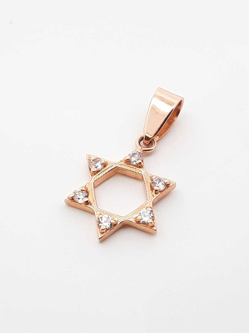 Diamond & 14k Rose Gold Star Of David Pendant 1.6 Grams Fw0425lrdu