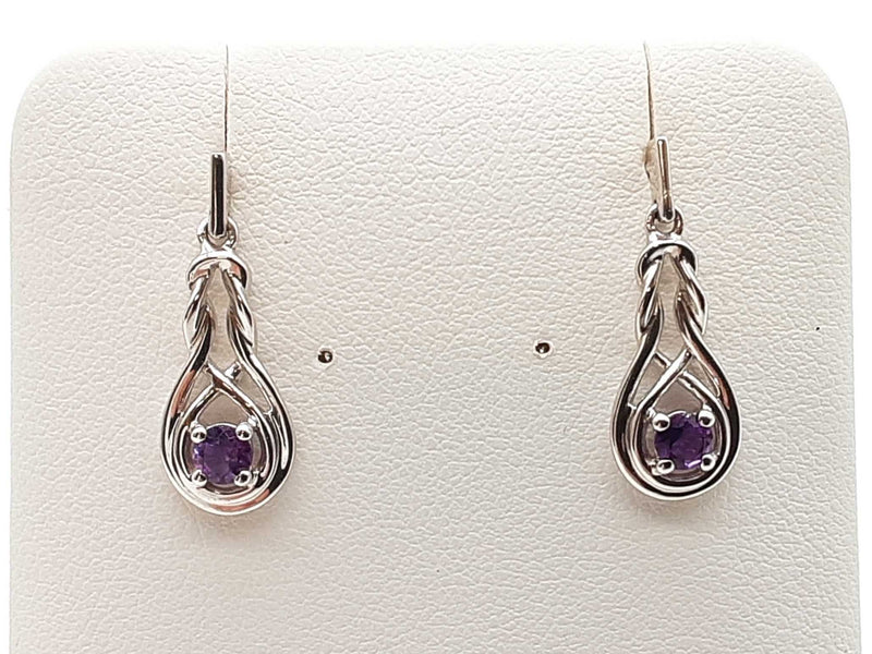 Amethyst 0.925 Silver 1.8g Knot Dangle Stud Earrings Do0725lide