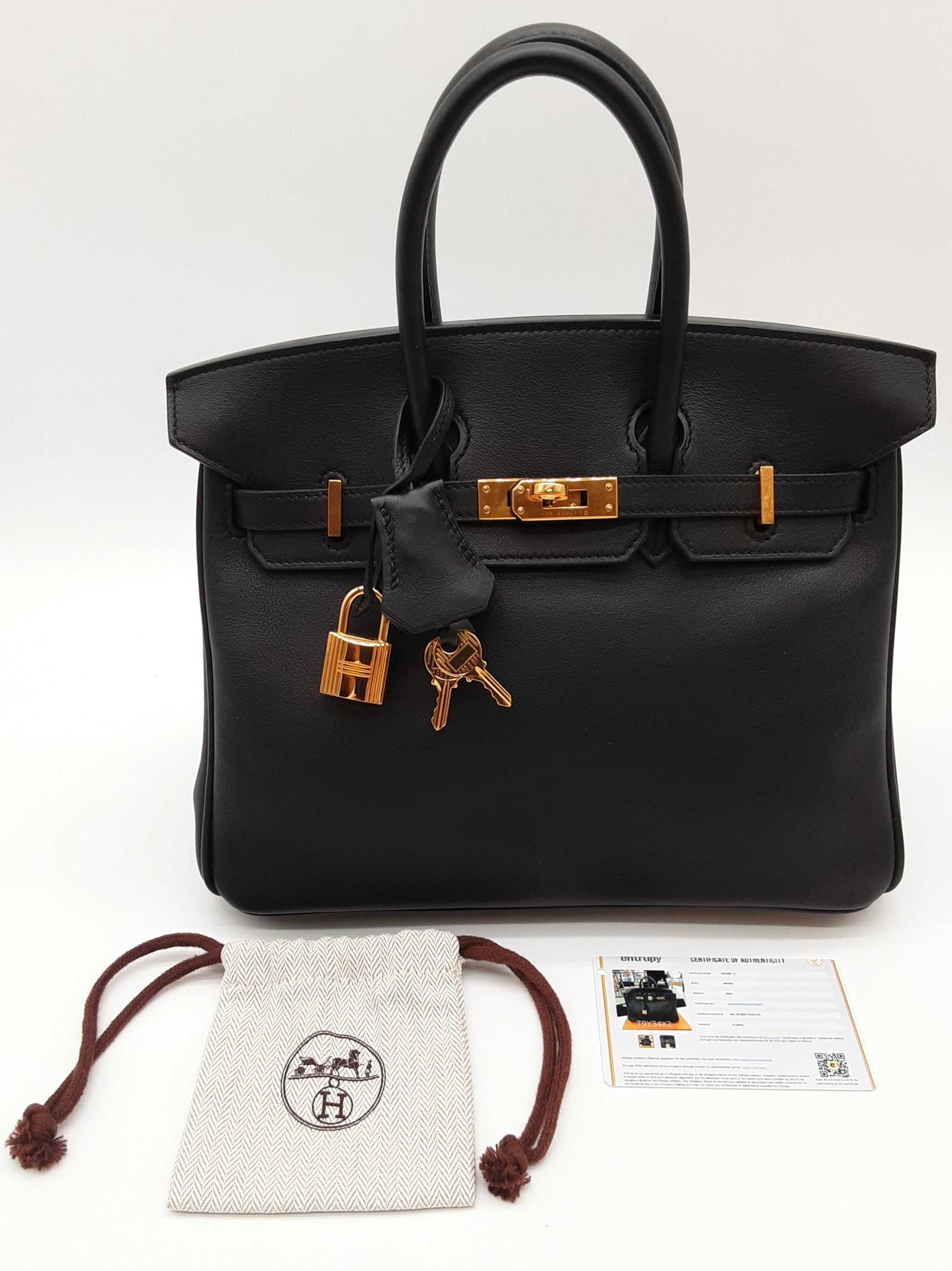【新品・未使用】HERMES Birkin ノベルティ　ブラック ハンドバッグ Hermes Birkin 25 Noir Black Swift Gold Hardware Handbag
