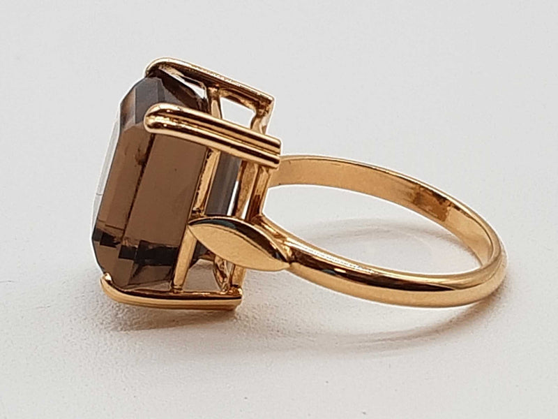 Brown Smokey Quartz 18k Yellow Gold 5.3g Ring Size 6 Do0625worde