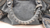 Balenciaga Crystal Neo Cagole City Bag In Distressed Blue Denim Fw0126lrxzdu