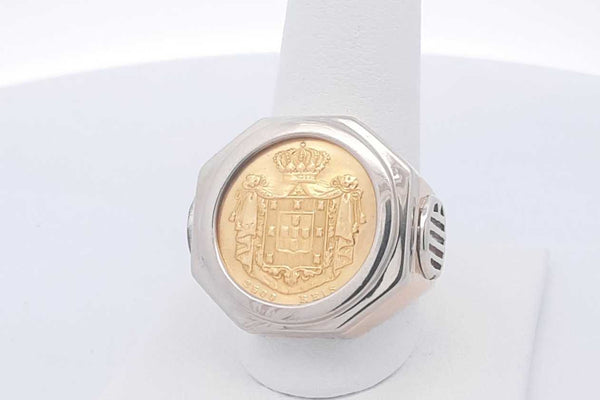 1851 Maria 2 2500 Reis Portuguese Gold Coin Ring 21.8 Grams Size 9 Eb1124exzsa