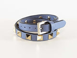 Valentino Garavani Rockstud Double Wrap Bracelet In Blue Leather Fw1025crde