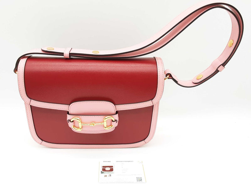 Gucci 602204 Horsebit 1955 Red Pink Leather Shoulder Bag Do1224llxzde