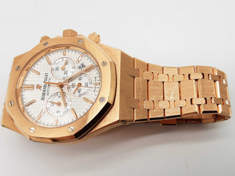 Audemars Piguet 41 Royal Oak White Dial 18k Rose Gold Watch Do0625rxzxzde