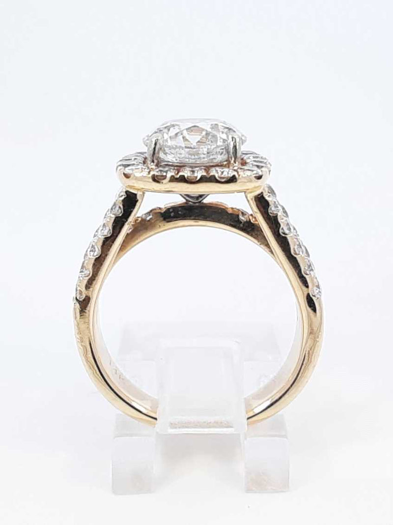 3.59 Cttw Diamond & 14k Yellow Gold Halo Ring 7.8 Grams Size 5.75 Fworxzdu