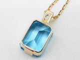 Blue Topaz 18k Yellow Gold 19.1g Pendant Chain Necklace 19 In Do0126loxzde