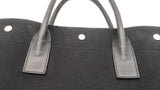 Saint Laurent Rive Gauche North South Tote In Black Cotton Canvas Fw0526pxzdu