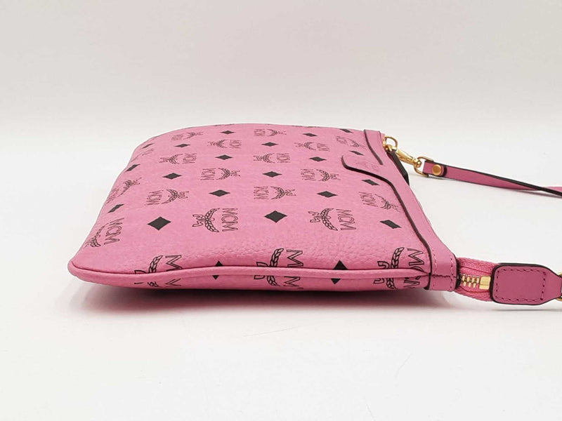 Mcm Stark Wristlet Pouch In Pink Visetos Coated Canvas Fw0525lrzdu