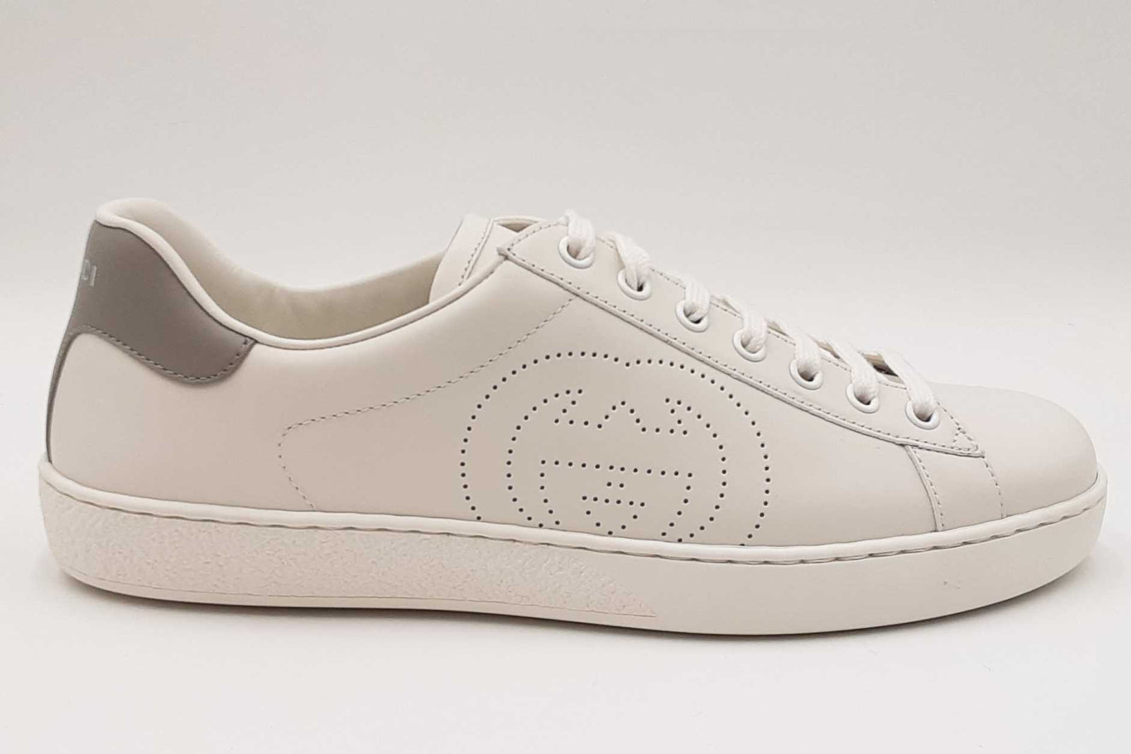 Gucci Aces Perforated Interlocking G Leather Sneakers Size 7