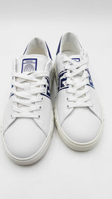 Versace Greca Detail White & Blue Leather Sneakers Sneakers Size 40 Eb1025exdu