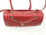 Chanel Cc Chevron Quilted Red Calfskin Top Handle Satchel Backpack Fw0725lzxzdu