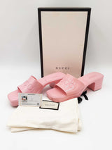 Gucci Rubber Logo Platform Wild Rose Slide Sandals Size 39 Sd0926lzxdu