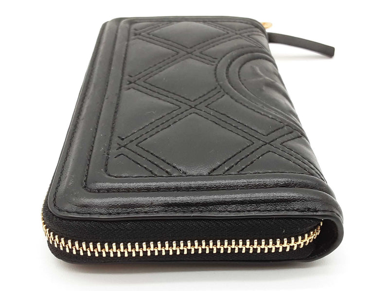 Tory Burch Flemming Black Leather Zip Continental Wallet Do0825prde