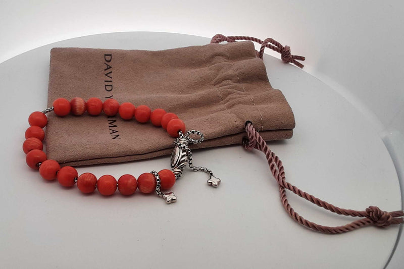 Davidn Yurman Coral Spritual Beads Bracelet With 925 Clasp 18.8g Eb0724lorsa