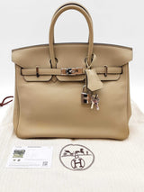 Hermes Birkin 25 Sauge Green Swift Palladium Hardware Handbag Do0825lixzxde