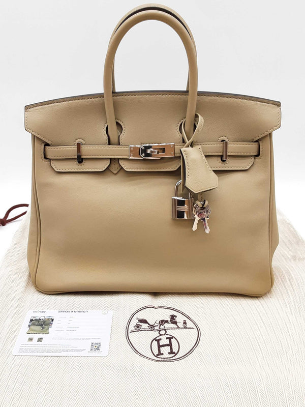 Hermes Birkin 25 Sauge Green Swift Palladium Hardware Handbag Do0825lixzxde
