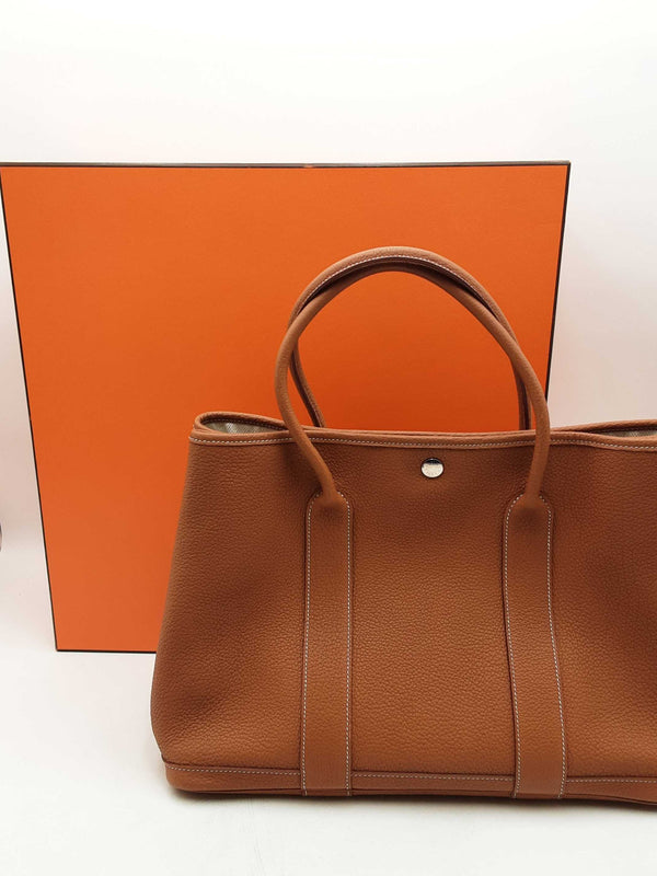 Hermes Gold Garden Party 36 Brown Leather Tote Bag Aa0225rxxzsa
