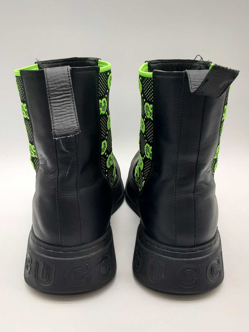Gucci Gg Elastic Chelsea Black Neon Green Boot Size Uk 11 Mens Do1124lrxde