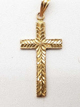 10k Yellow Gold Floral Cross Pendant 1.4g Lh1124pxde