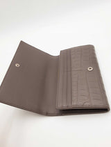 Yves Saint Laurent Grey Crocodile Embossed Leather Flap Wallet Eb0526lpxsa