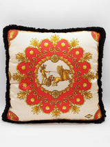 Gianni Versace Atelier Gold Red Black Chariot Baroque Silk Pillow Do0426oxzde