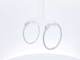 0.60 Cttw Diamond & 14k White Gold Front-facing Hoop Earrings 4.9 Grams Fw0726wrxdu