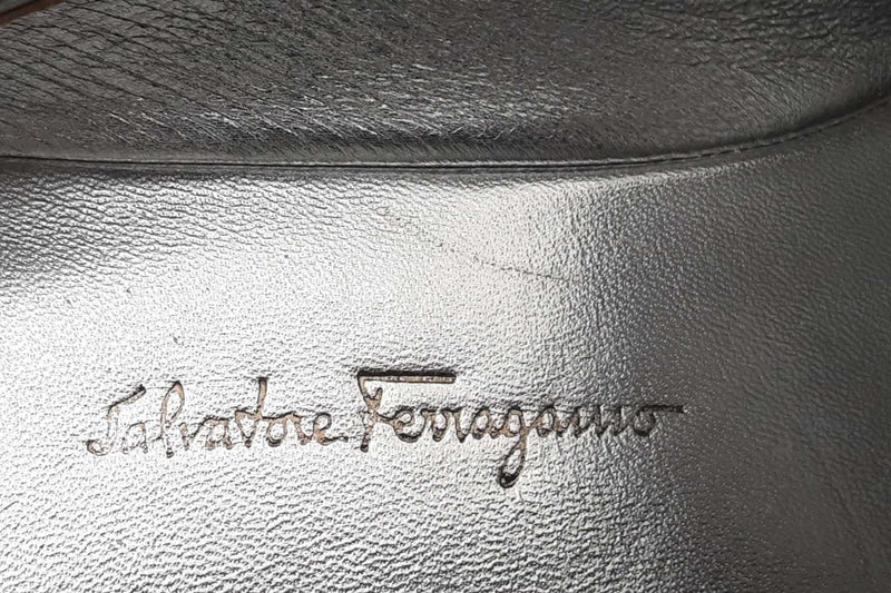 Salvatore Ferragamo Gancini Metallic Silver Leather Loafers Size 7.5 C Eb425rxsa
