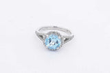 Light Blue Gemstone & Diamond Ring In 14k White Gold 2.7g Size 3.75 Eb0426oixsa