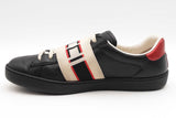 Gucci Ace Logo Strap Black Leather Sneakers Size 7.5 Eb0526crsa