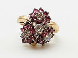 Rubies Diamonds 14k Yellow Gold 6.8g Flowers Cluster Ring Size 6.25 Do0426ixzde
